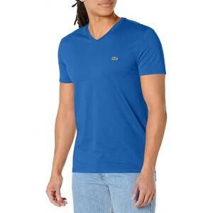 NEW LACOSTE short sleeve v-neck pima cotton jersey t-shirt in kingdom